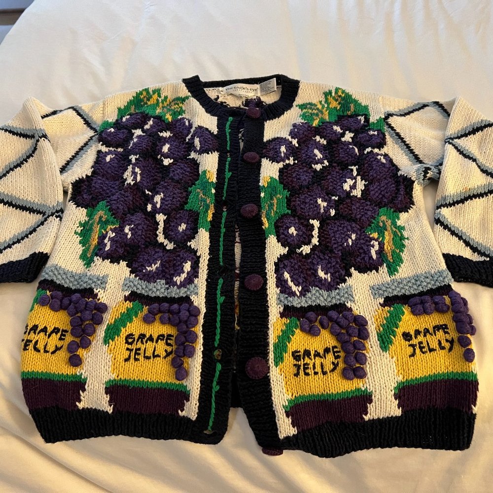 Vintage 1980s Welch's Grape Jelly heavy handknit sweater The Eagles Eye M
